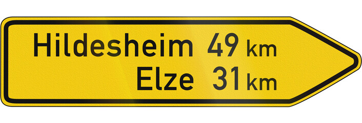 German direction sign on other important roads