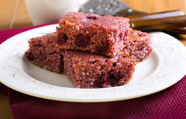 Coconut and sour cherry cake