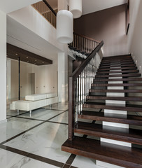 Luxury hall interior with staircase