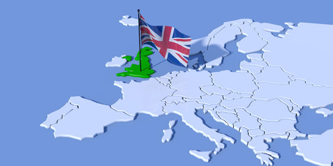 Mappa Europa 3D con bandiera UK