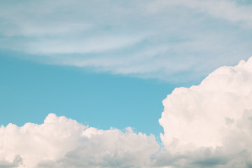 Blue sky and cloud background.Fluffy clouds.