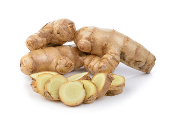 fresh turmeric on white background