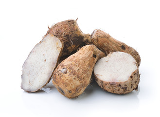 taro root on white background