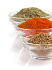 food ingredients and spices on white