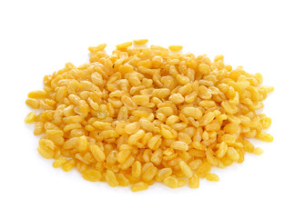 Baked Yellow peas with salt on white background