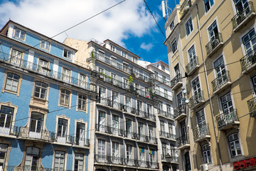Fototapeta premium Some typical old houses seen in downtown Lisbon, Portugal