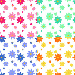 Fototapeta na wymiar Flat floral seamless pattern