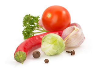 fresh vegetables isolated on white