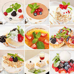 Various desserts collage