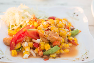fresh vegetable salad with corn