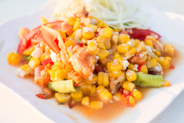 fresh vegetable salad with corn