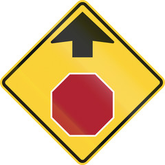 US road warning sign - Stop sign ahead