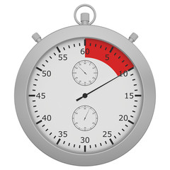 stopwatch with button and red range isolated on white background