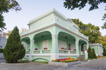 Fototapeta na wymiar portuguese style colorful house in taipa macau