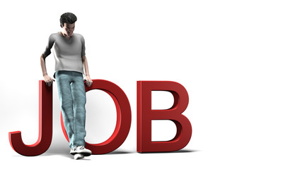 Uomo con scritta job