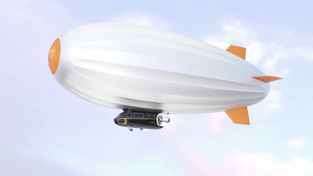Silver color airship floating in the sky