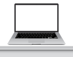 Vector illustration of thin Laptop on office desk