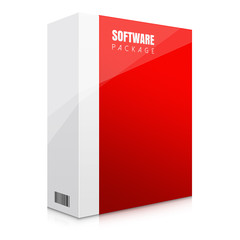 Czerwona ilustracja pudełka z oprogramowaniem
