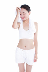 healthy asian woman with towel