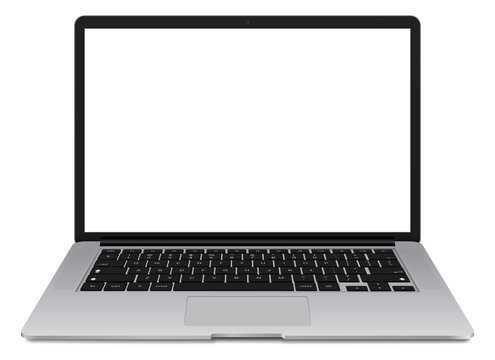 Vector illustration of thin Laptop with blank screen isolated