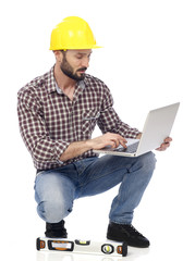 Handyman with laptop