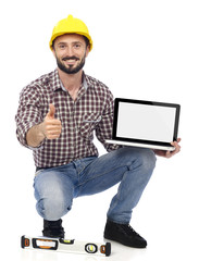 Carpenter with laptop