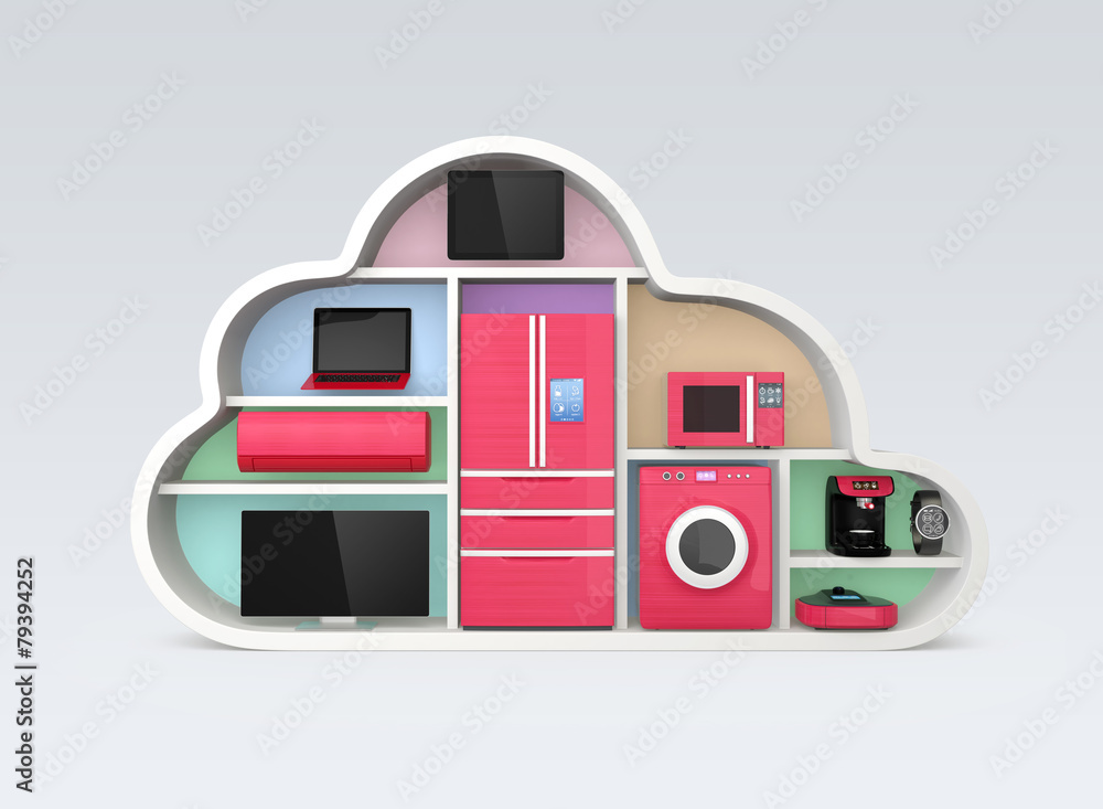 Poster smart appliances with cloud shape container