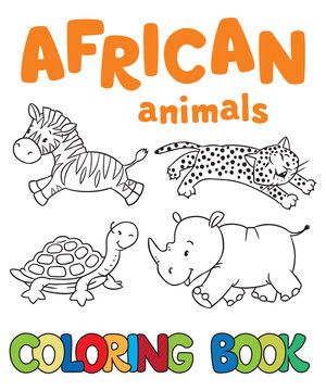 Coloring book with african animals