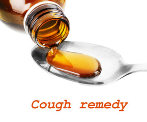 Cough syrup isolated on white