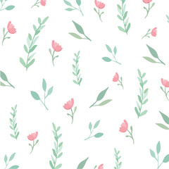 Seamless flowers and leaves pattern