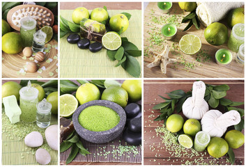 Green spa compositions in collage