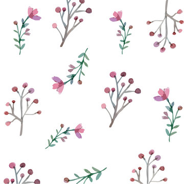 Seamless flowers and leaves pattern