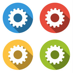 Collection of 4 isolated flat colorful buttons for gear with lon
