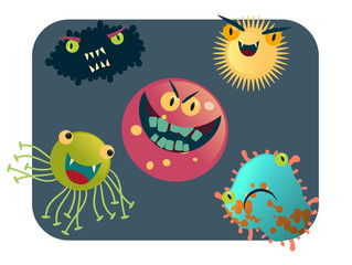virus and bacteria set vector illustration