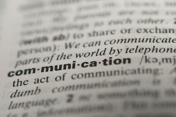 Definition of the word communication, close up