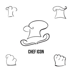 Vector han-drawn stylish chef icon with additional cook hats