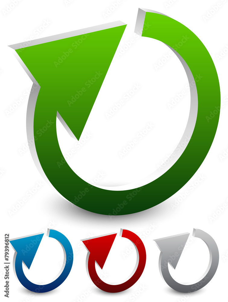 Poster illustration of circular arrow. 3d cyclic arrows, restart, loop