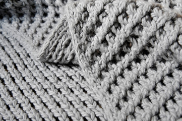 Handmade grey knitting wool texture background