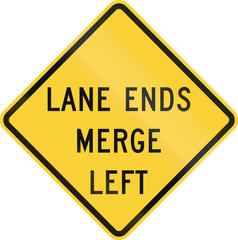 US road warning sign: Lane ends - merge right