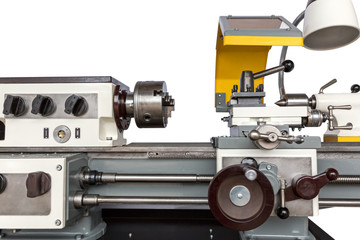 Lathe in a machine shop