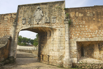 Gate to the Ozama fortress in Santo Domingo, Dominican Republic.