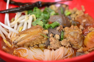 Thai vermicelli eaten with curry and vegetable, Thai noodles
