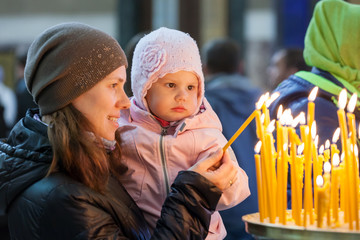 Family in Orthodox Russian Church