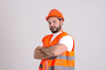 Construction Worker in Safety Helmet