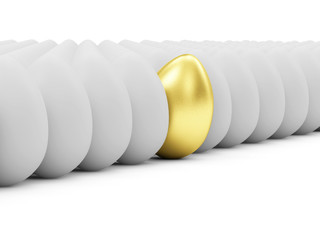 Easter Concept. Golden Easter Egg standing out from the others