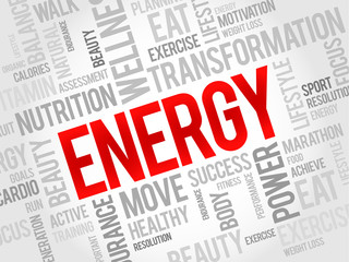 ENERGY word cloud, fitness, sport, health concept