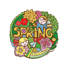 Spring hand-wraiting emblem