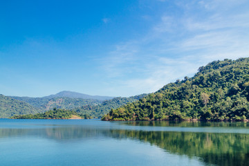 Fototapeta premium a beautiful mountains lake forest and river natural attractions