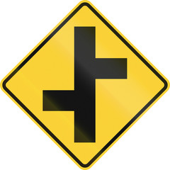 US road warning sign - Offset roads