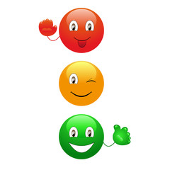 Cartoon traffic lights on the white background